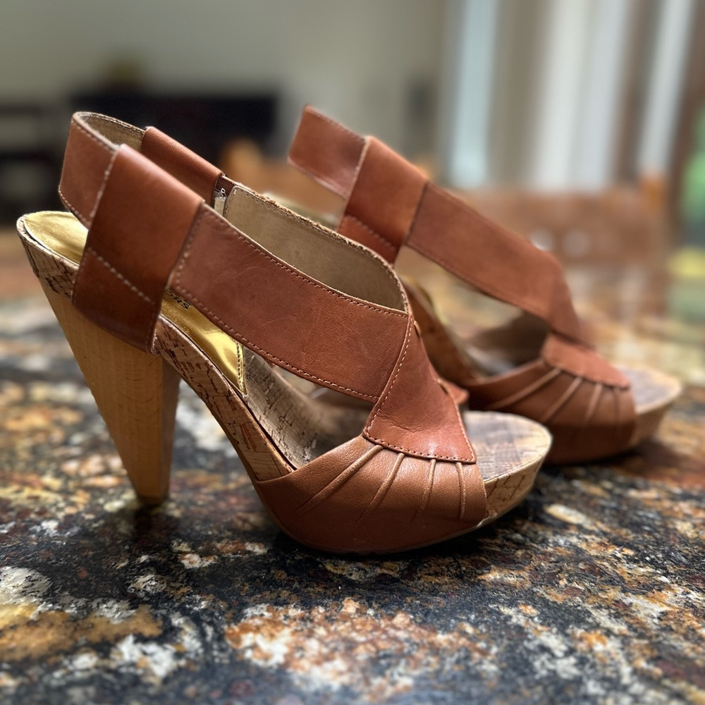 COPY - Michael Kors Tan Camel Leather Heel Sandal Size 8
